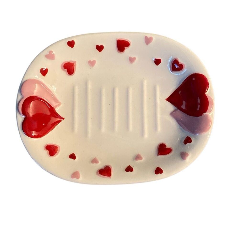 Vintage Valentines Day Avon Heart Soap Dish Ceramic Granny Bathroom Decor 90s
